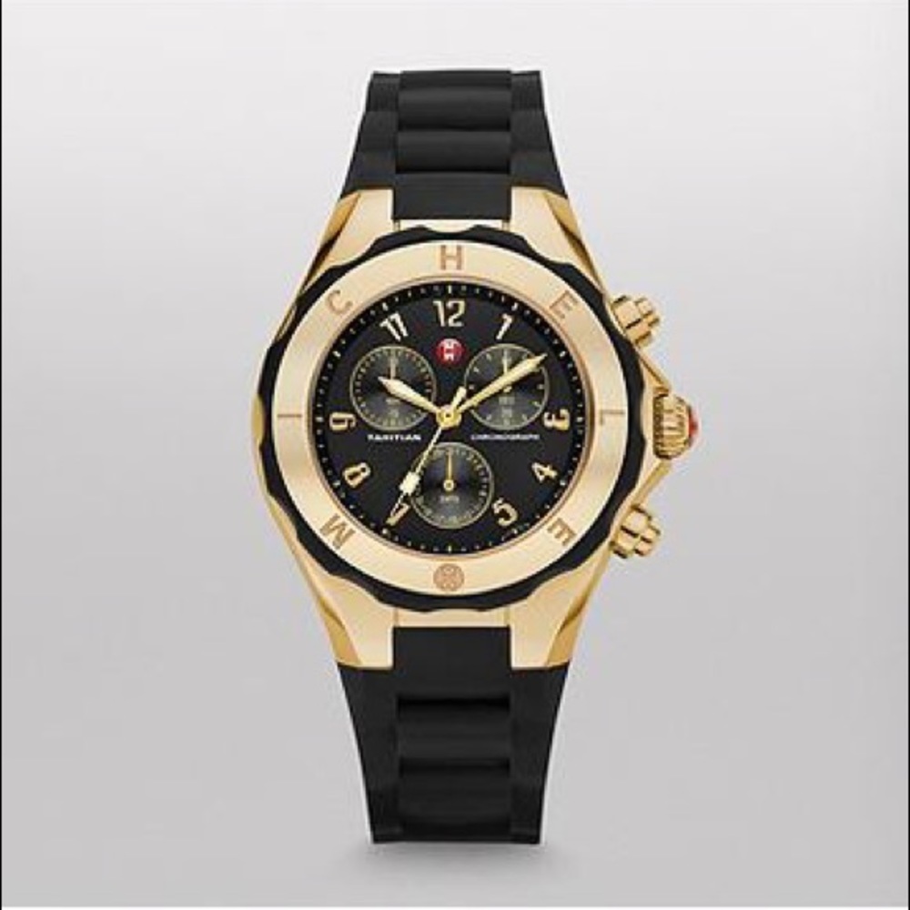 COPY - MICHELE Tahitian Jelly Bean Black Gold Watch